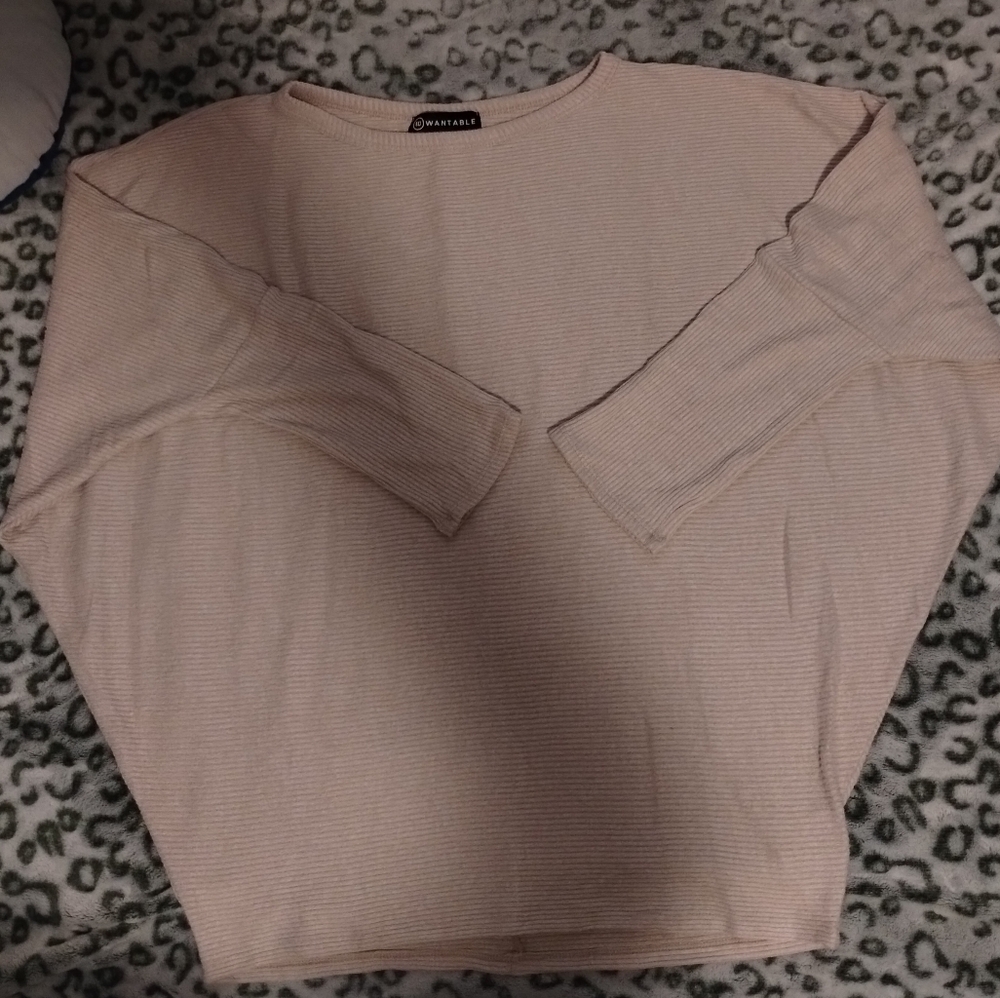 Wantable Brand Brushed Rib Intermingle Dolman Top in Oatmeal Color XL